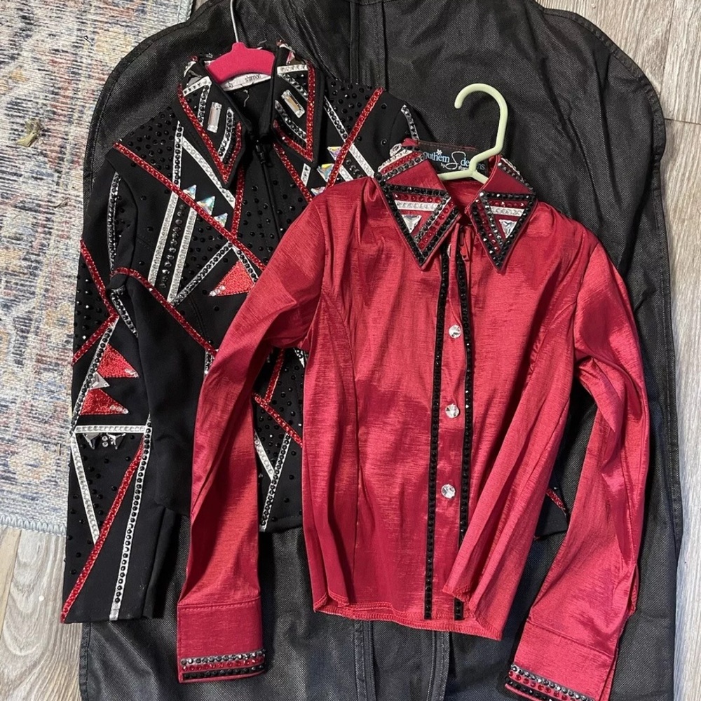 Youth Black and Red Embellished showmanship Jacket - Picture 8 of 11
